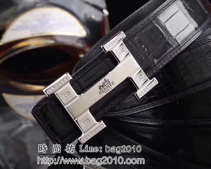 愛馬仕HERMES 真鱷魚肚皮不拼接皮帶 高端男士皮帶 HHG1841